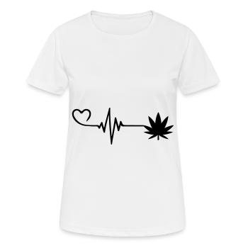 Hemp Leaf Pulse Heart Love - Women's Breathable T-Shirt - white - Front - AI Model Female 172 dark (172cm)