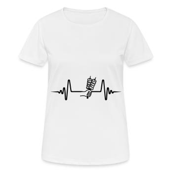Spieß grill Puls - Frauen T-Shirt atmungsaktiv - Weiß - Vorne - AI Model Female 172 dark (172cm)