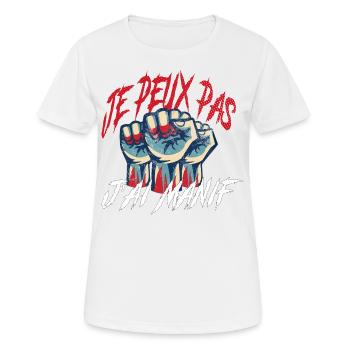 j'peux pas j'ai manif cadeau anniversaire humour - T-shirt respirant Femme - blanc - Devant - AI Model Female 172 dark (172cm)
