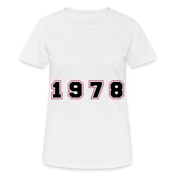 Numéro de l’année 1978 - T-shirt respirant Femme - blanc - Devant - AI Model Female 172 dark (172cm)