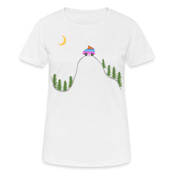 Campingbus Forêt, Tente, Camper, Wilds, Sur le toit - T-shirt respirant Femme - blanc - Devant - AI Model Female 172 dark (172cm)