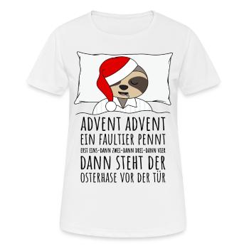 Advent Advent ein Faultier pennt lustige Sprüche - Frauen T-Shirt atmungsaktiv - Weiß - Vorne - AI Model Female 172 dark (172cm)