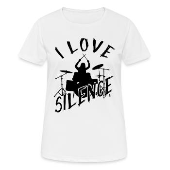 I Love Silence for Percussionists & Drummers Gifts - Frauen T-Shirt atmungsaktiv - Weiß - Vorne - AI Model Female 172 dark (172cm)