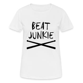 Beat Junkie Drumsticks pour percussionniste batteur - T-shirt respirant Femme - blanc - Devant - AI Model Female 172 dark (172cm)