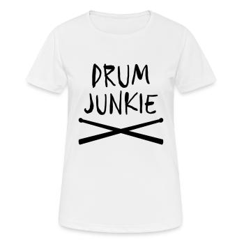 Drum Junkie Drumsticks pour percussionnistes Drummers - T-shirt respirant Femme - blanc - Devant - AI Model Female 172 dark (172cm)