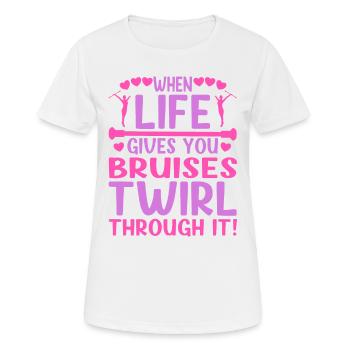 Baton virevoltant quand la vie vous donne des ecchymoses virevolter - T-shirt respirant Femme - blanc - Devant - AI Model Female 172 dark (172cm)