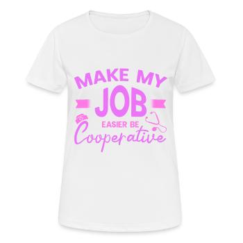 La coopérative d’infirmières et d’infirmiers correctionnels me facilite la tâche - T-shirt respirant Femme - blanc - Devant - AI Model Female 172 dark (172cm)
