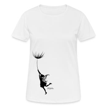 Vom Winde verweht Feen Motiv mit Pusteblumen Samen - Frauen T-Shirt atmungsaktiv - Weiß - Vorne - AI Model Female 172 dark (172cm)