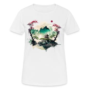 Temple chinois sur une falaise - T-shirt respirant Femme - blanc - Devant - AI Model Female 172 dark (172cm)