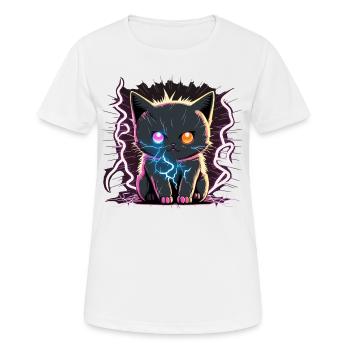 Elektrifizierte Katze - Frauen T-Shirt atmungsaktiv - Weiß - Vorne - AI Model Female 172 dark (172cm)