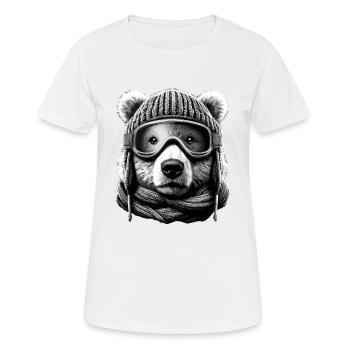 Ours Avec Lunettes De Ski Vacances De Ski Bonnet Tricoté - T-shirt respirant Femme - blanc - Devant - AI Model Female 172 dark (172cm)