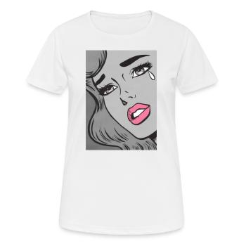 Crying Woman | Comic style - Frauen T-Shirt atmungsaktiv - Weiß - Vorne - AI Model Female 172 dark (172cm)