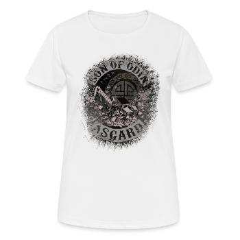 Fils d'Odin Asgard Thor Viking cadeau motard - T-shirt respirant Femme - blanc - Devant - AI Model Female 172 dark (172cm)