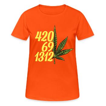 420 Cannabis Culture Kiffer Weed - T-shirt respirant Femme - orange néon - Devant - AI Model Female 172 dark (172cm)