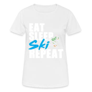 Eat Sleep Ski Repeat Geschenkidee Skifahrer - Frauen T-Shirt atmungsaktiv - Weiß - Vorne - AI Model Female 172 dark (172cm)