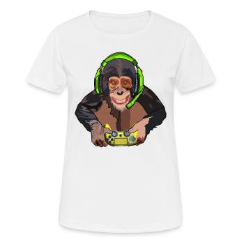 Monkey with controller at the game - Gamer - Gamer - Women's Breathable T-Shirt - white - Front - AI Model Female 172 dark (172cm)