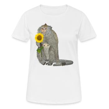 Affe Sonnenblume Makake - Frauen T-Shirt atmungsaktiv - Weiß - Vorne - AI Model Female 172 dark (172cm)