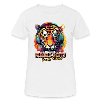 Tiger with headphones, colors of pop art - Women's Breathable T-Shirt - white - Front - AI Model Female 172 dark (172cm)