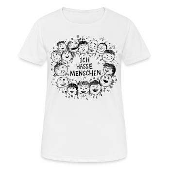 Je déteste les gens - T-shirt respirant Femme - blanc - Devant - AI Model Female 172 dark (172cm)