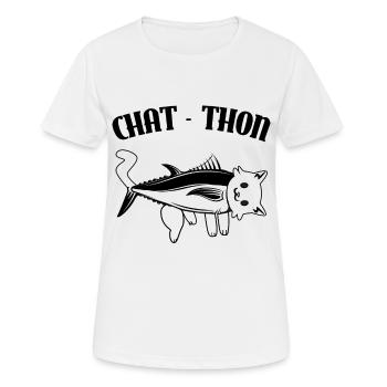 Chaton Chat - Thon - T-shirt respirant Femme - blanc - Devant - AI Model Female 172 dark (172cm)