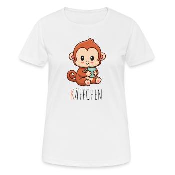 Käffchen Äffchen mit Tasse Kaffee Kaffeetrinker - Frauen T-Shirt atmungsaktiv - Weiß - Vorne - AI Model Female 172 dark (172cm)