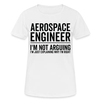 Juste expliquer - Ingénieur aérospatial - T-shirt respirant Femme - blanc - Devant - AI Model Female 172 dark (172cm)