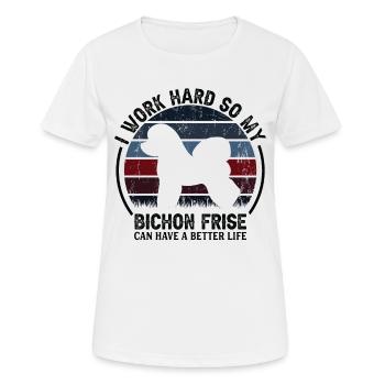 Arbeit Hart Arbeiten - Retro Bichon Frise - Frauen T-Shirt atmungsaktiv - Weiß - Vorne - AI Model Female 172 dark (172cm)