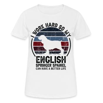 Travail acharné - Retro English Spaniel - T-shirt respirant Femme - blanc - Devant - AI Model Female 172 dark (172cm)