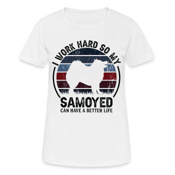 Travail acharné - Retro Samoyed - T-shirt respirant Femme - blanc - Devant - AI Model Female 172 dark (172cm)