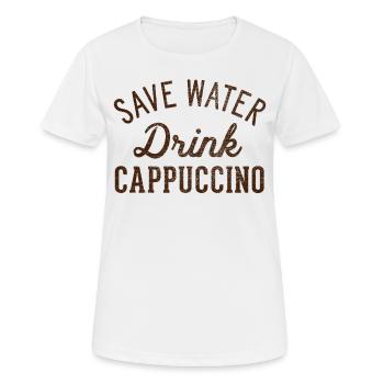 Économisez de l’eau boire du cappuccino - T-shirt respirant Femme - blanc - Devant - AI Model Female 172 dark (172cm)