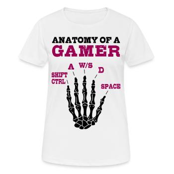 Anatomie eines Gamers - Frauen T-Shirt atmungsaktiv - Weiß - Vorne - AI Model Female 172 dark (172cm)