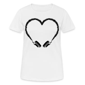 Écouteurs coeur - T-shirt respirant Femme - blanc - Devant - AI Model Female 172 dark (172cm)