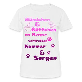Dog coffee worries drive away - Women's Breathable T-Shirt - white - Front - AI Model Female 172 dark (172cm)