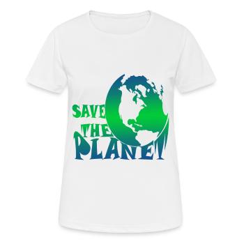 Save the planet Klimaschutz - Frauen T-Shirt atmungsaktiv - Weiß - Vorne - AI Model Female 172 dark (172cm)