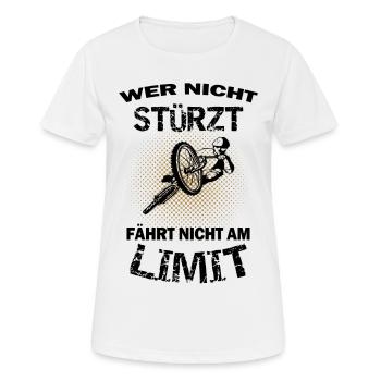 Fahrrad fahren stürzen Limit - Frauen T-Shirt atmungsaktiv - Weiß - Vorne - AI Model Female 172 dark (172cm)