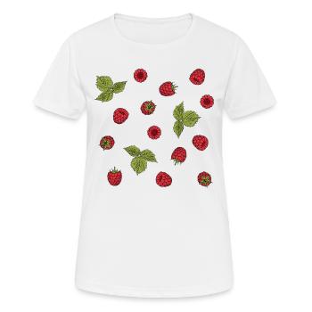 For raspberry lovers: delicious raspberry pattern - Women's Breathable T-Shirt - white - Front - AI Model Female 172 dark (172cm)
