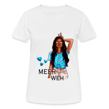 Meerweh Mädchen Illustration brünett - Frauen T-Shirt atmungsaktiv - Weiß - Vorne - AI Model Female 172 dark (172cm)