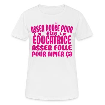 éducatrice - T-shirt respirant Femme - blanc - Devant - AI Model Female 172 dark (172cm)