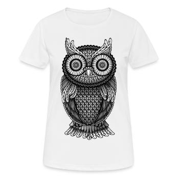 Eule Uhu Kauz - Frauen T-Shirt atmungsaktiv - Weiß - Vorne - AI Model Female 172 dark (172cm)