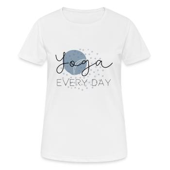 Yoga every Day blau - Frauen T-Shirt atmungsaktiv - Weiß - Vorne - AI Model Female 172 dark (172cm)