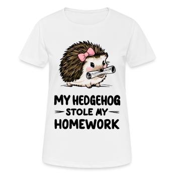 Mon hérisson m’a volé mes devoirs - T-shirt respirant Femme - blanc - Devant - AI Model Female 172 dark (172cm)