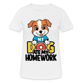 Mon chien a mangé mes devoirs - T-shirt respirant Femme - blanc - Devant - AI Model Female 172 dark (172cm)