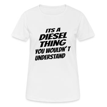 DIESEL MECHANIC / TRUCKER: Diesel Things - T-shirt respirant Femme - blanc - Devant - AI Model Female 172 dark (172cm)