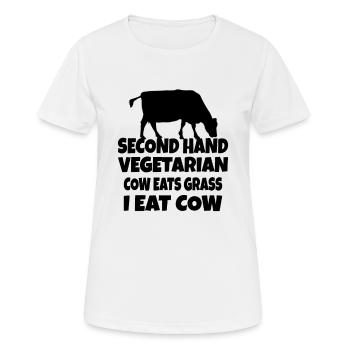 Carnivore Diet Anti-Vegan : Second Hand Vegetarian - Frauen T-Shirt atmungsaktiv - Weiß - Vorne - AI Model Female 172 dark (172cm)