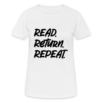 LIBRARY: Read Return Repeat - Frauen T-Shirt atmungsaktiv - Weiß - Vorne - AI Model Female 172 dark (172cm)