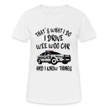 POLICE / COP / OFFICER : Wee Woo Car - T-shirt respirant Femme - blanc - Devant - AI Model Female 172 dark (172cm)