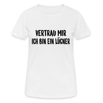 Sarcasme Jeu de mots Confiance en moi Je suis un menteur - T-shirt respirant Femme - blanc - Devant - AI Model Female 172 dark (172cm)