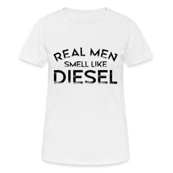 DIESEL MECHANIC /DIESEL TRUCKER smell like Diesel - T-shirt respirant Femme - blanc - Devant - AI Model Female 172 dark (172cm)