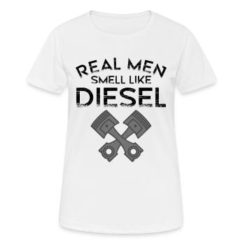 DIESEL MECHANIC /DIESEL TRUCKER smell like Diesel - T-shirt respirant Femme - blanc - Devant - AI Model Female 172 dark (172cm)