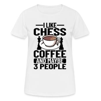 CHESS / COFFEE: chess, coffee & maybe 3 people - Frauen T-Shirt atmungsaktiv - Weiß - Vorne - AI Model Female 172 dark (172cm)